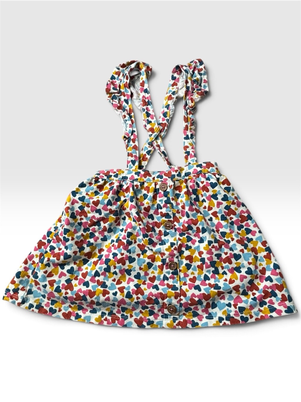 Wonder Nation Multi Hearts Suspender Skirt Ruffle Straps 5T